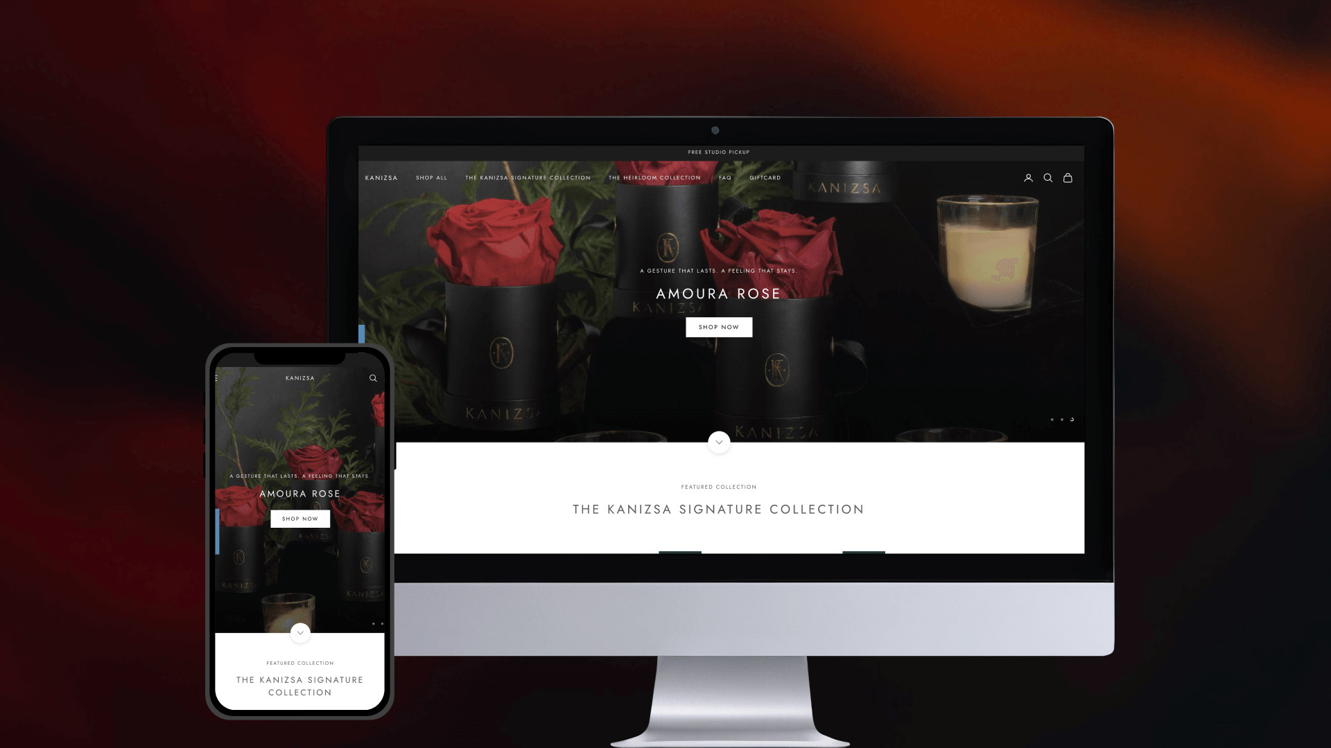 Kanizsa Florals responsive desktop and mobile mockup