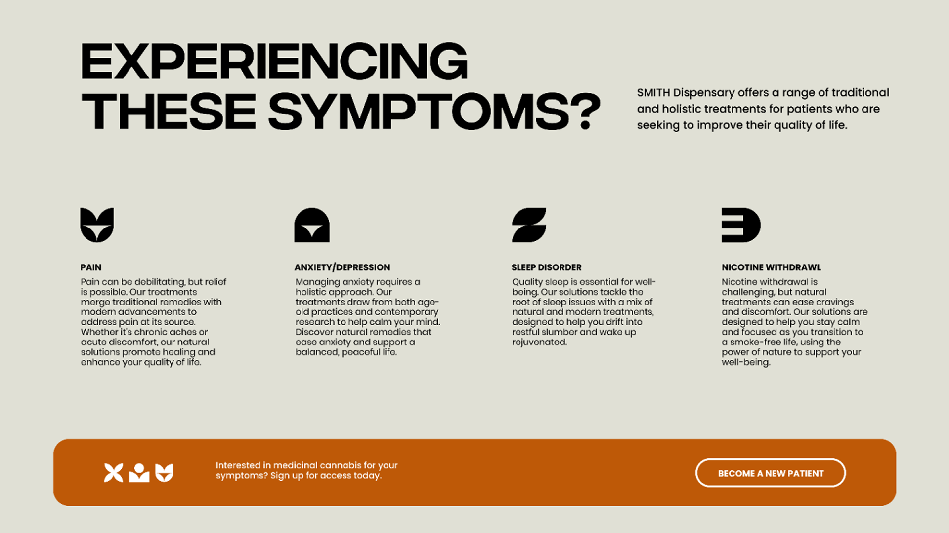 Smith Dispensary symptoms section