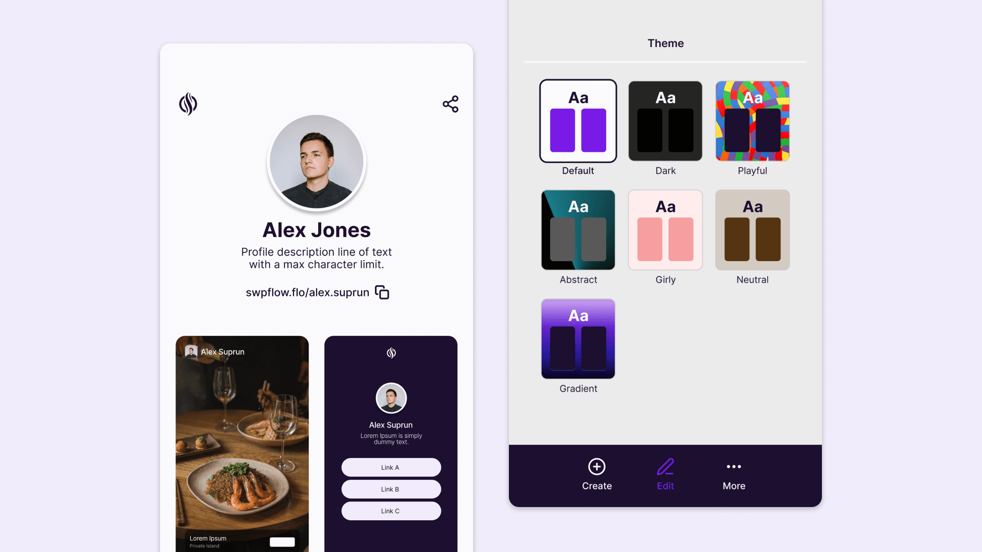 Swipe Flow profile and editing